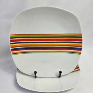 TWO Tabletops Unlimited Gallery Westwood Salad Plates White Multicolor Stripes